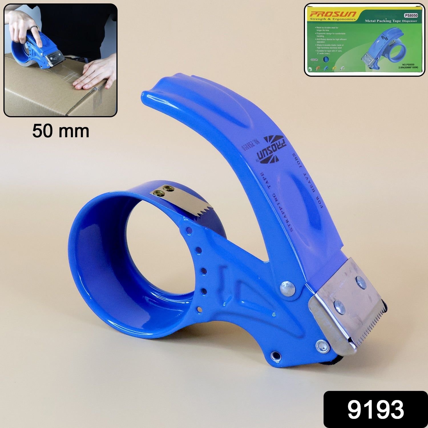 Metal Packing Tape Dispenser Cutter for Home Office use, Tape Dispenser for Stationary, Tape Cutter Packaging Tape - Image 2
