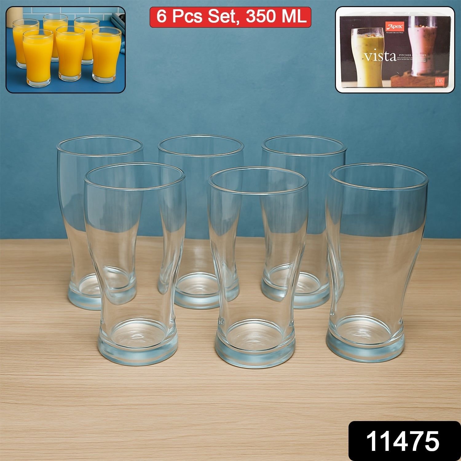 Apex Vista Unbreakable Pitcher Glass Set – 350 ML (Approx) | 6-Piece | Assorted Colour - Image 2