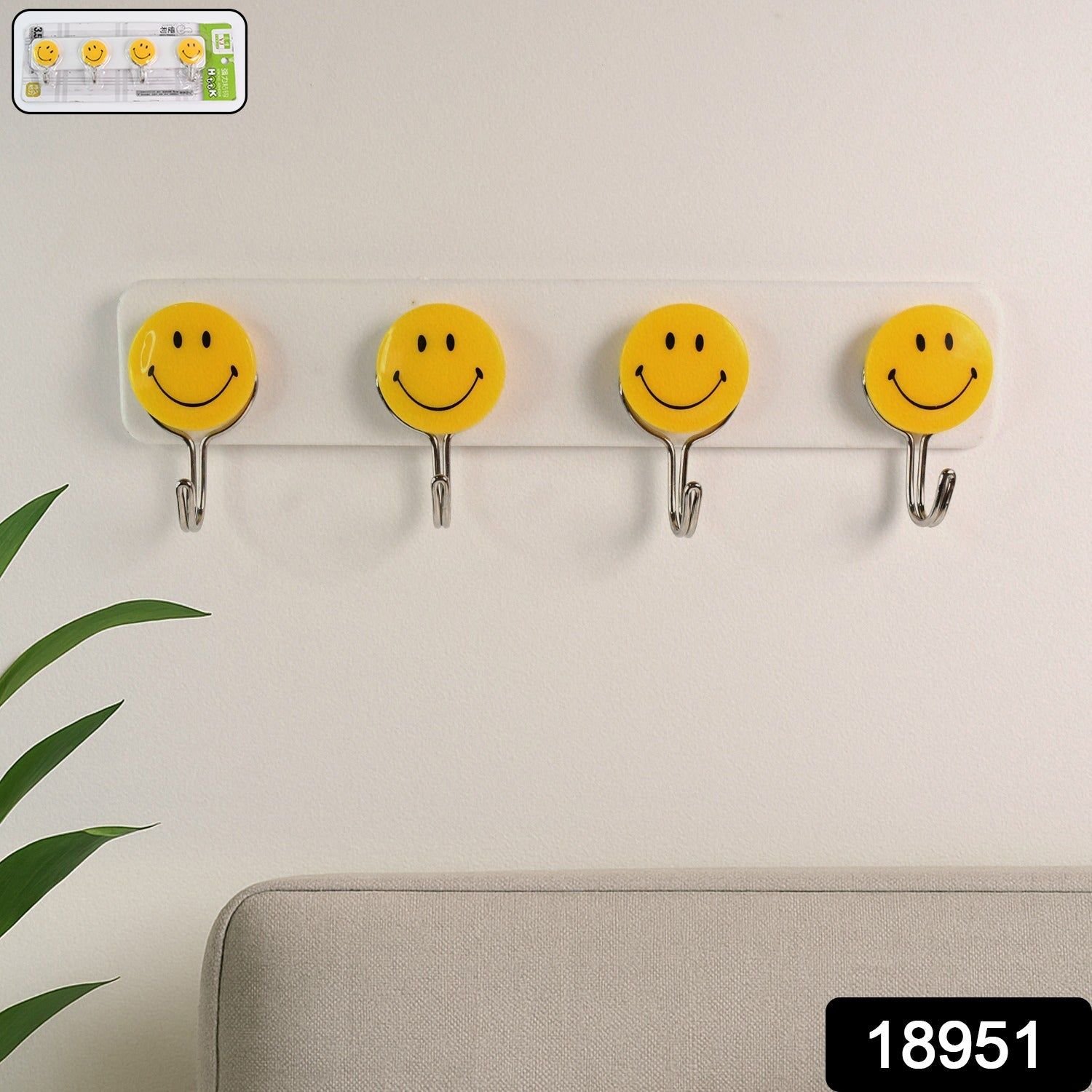 Multipurpose Self-Adhesive 4 hooks for wall Hook (1 Pc) - Image 2