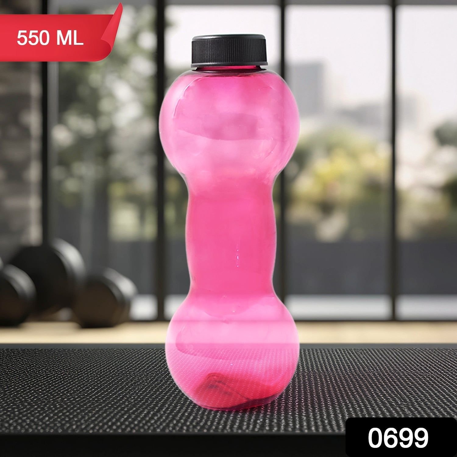 Unbreakable Plastic dumbbell Shape Water Bottle (550 ml / 1 Pc) - Image 2