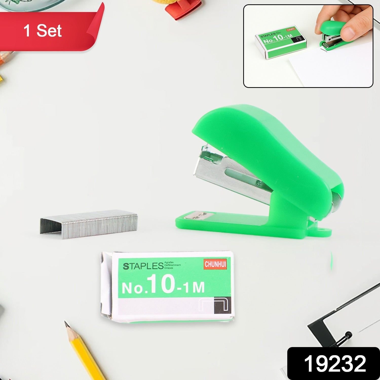 Mini Stapler with 1 Strip of Staples (1 Set) - Image 2