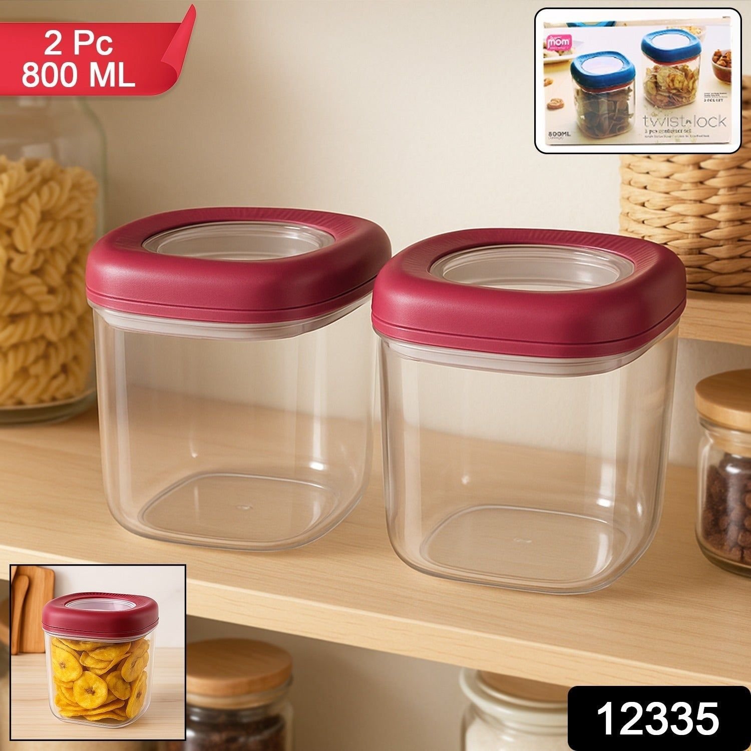 Supermom Transparent Twist Lock Kitchen Storage Container Set (Approx 800ML & 2Pc) - Image 2