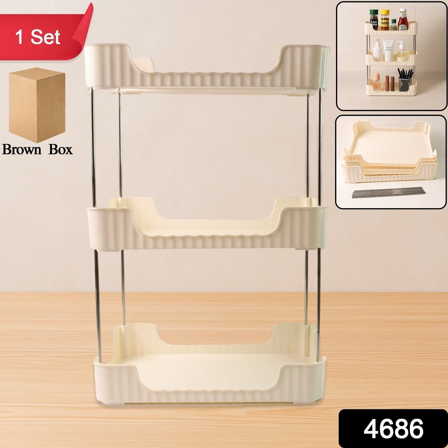 3-Tier Multipurpose Storage Organizer Rack Shelf (1 Set) - Image 2