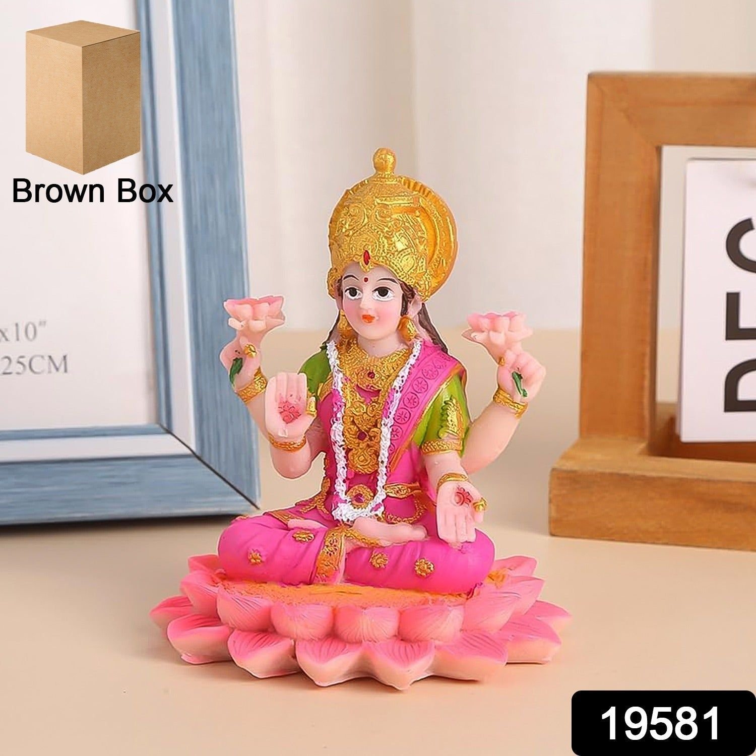 Beautiful Decorative Lakshmi Mata Idol Sitting on Lotus (1 Pc) - Image 2