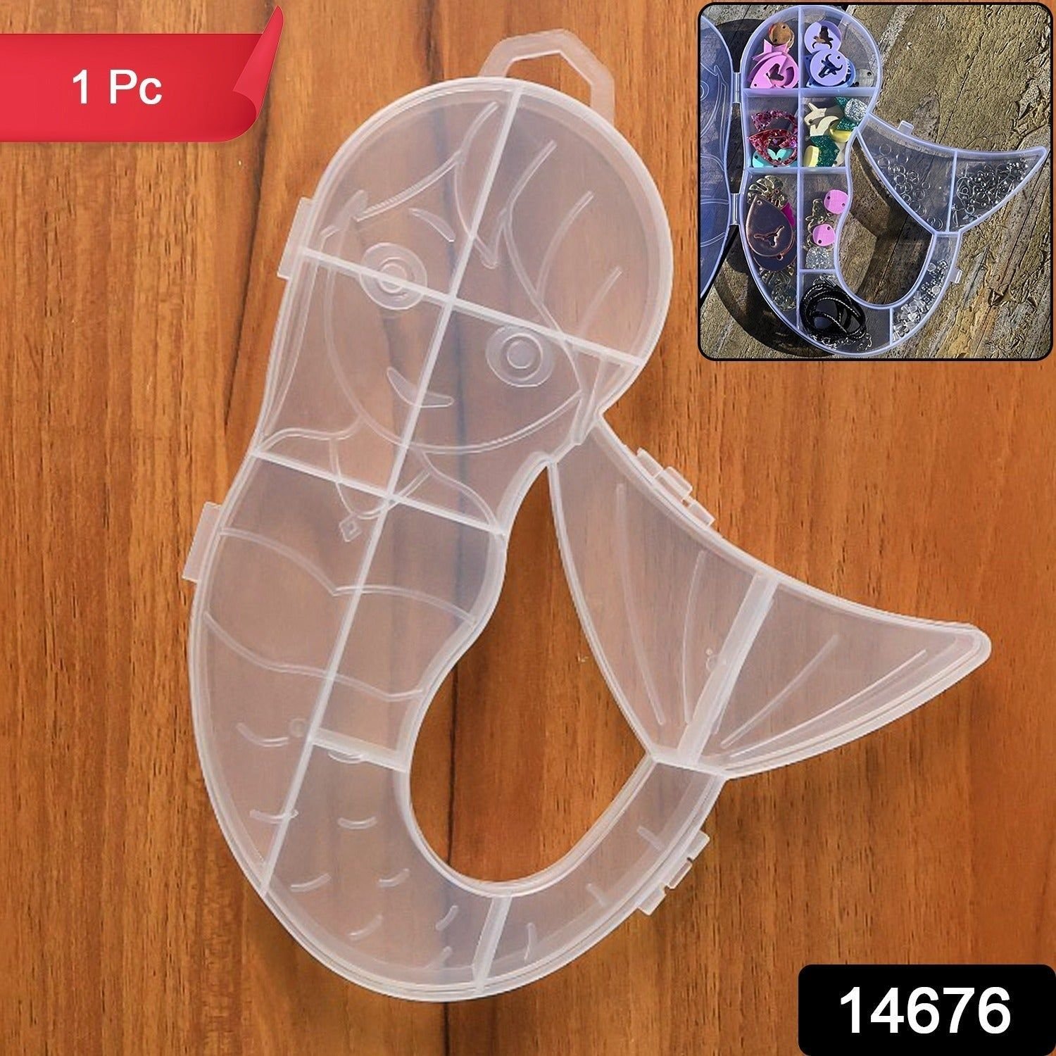 Mermaid Shape Plastic Storage Organizer Box (1 Pc) - Image 2