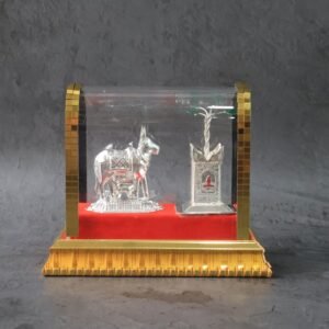 Decorative Kamdhenu Cow with Calf and Tulsi Plant Idol Set